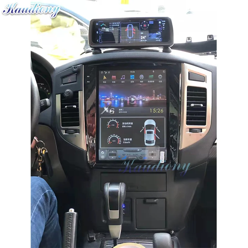 Автомагнитола Kaudiony в стиле Tesla Android 9 для Mitsubishi Pajero Sport V93 автомобильный DVD