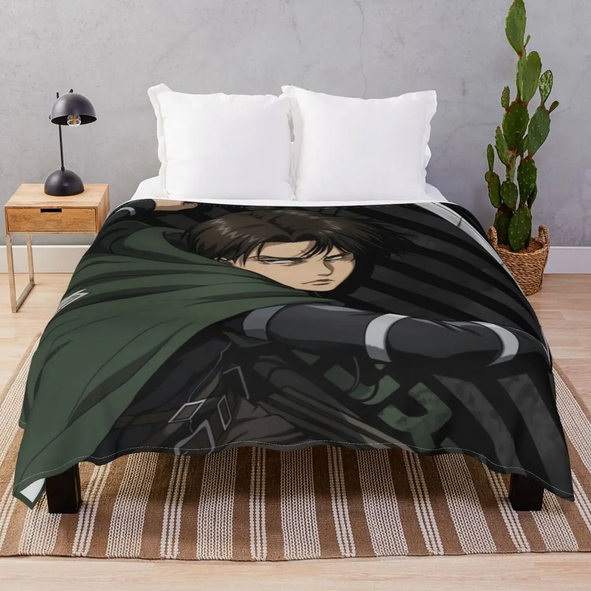 Shingeki No Kyojin Levi Blankets Fleece Textile Decor Warm Unisex Throw Blanket for Bed Home Couch Travel Office