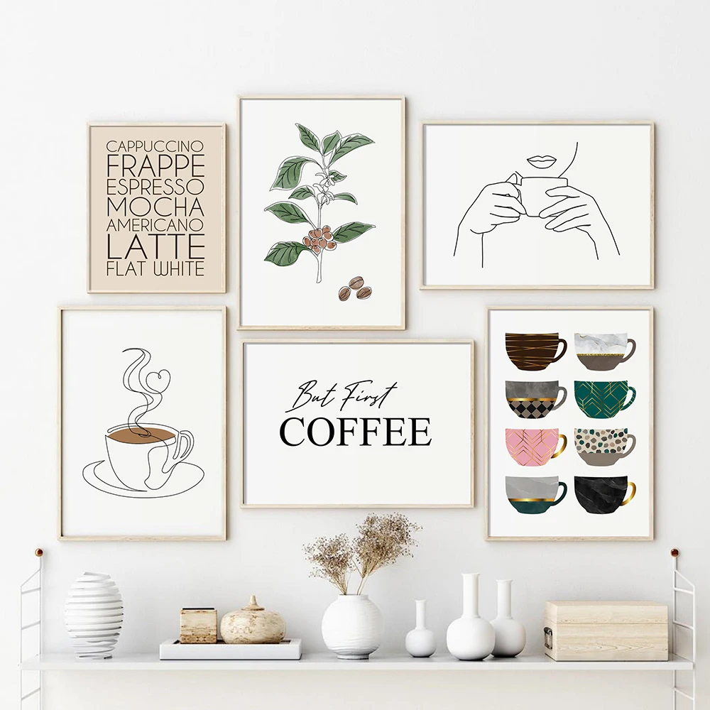 

But First Coffee Minimalist Cups Coffee Kitchen Art Prints Poster Nordic Canvas Wall Paintings Pictures Living Room Home Decor