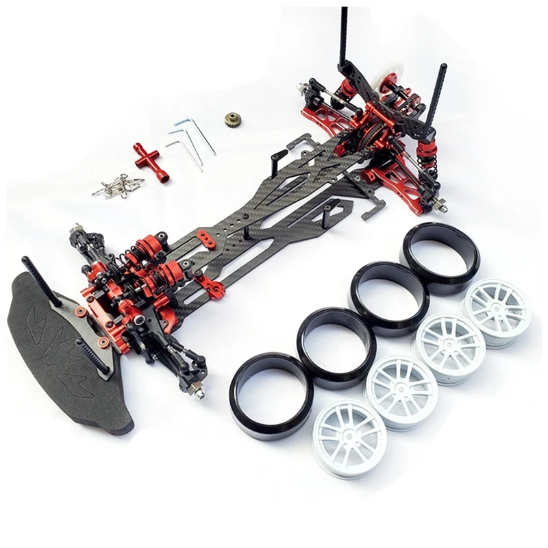 

1/10 Metal & Carbon Fiber Remote Control Rear Drive Racing Drift Car Frame 1:10 RC Model Car Chassis with Drift Tire