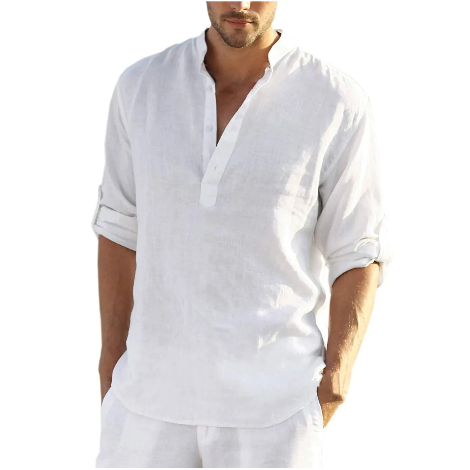 

Рубашка мужская с длинным рукавом, х/б, однотонная