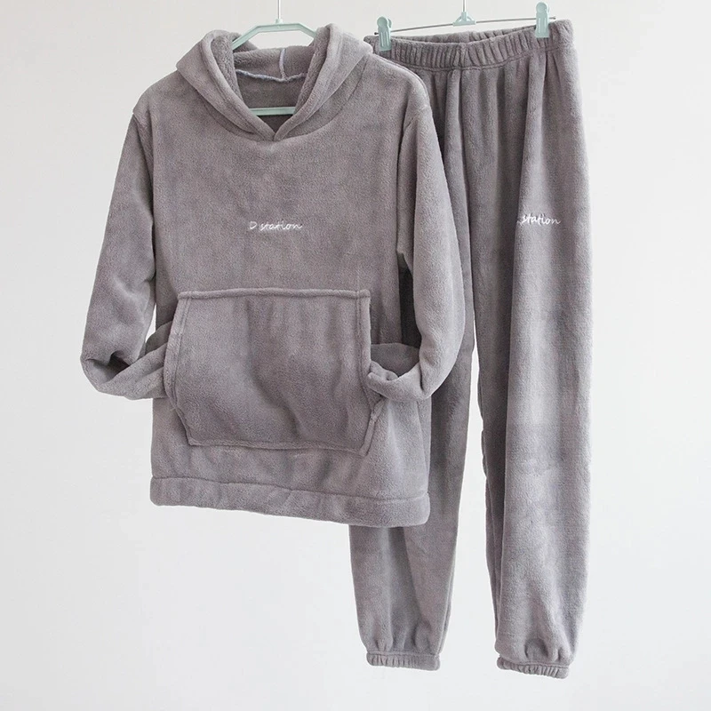 

Winter Flannel Pajama Set Women Fleece Pajamas Sleepwear Home Clothing Thick Warm Coral Velvet Female Nightgown Suit Pajama Drop