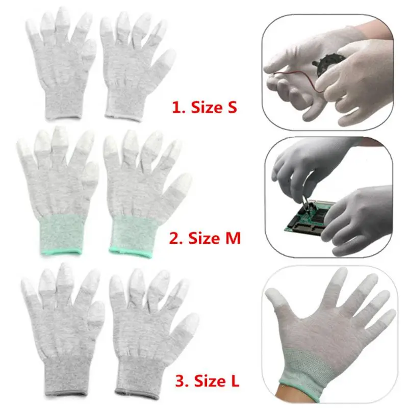 

Mobile Phone Repair Anti Static Carbon Fiber Gloves ESD Electronic Working PU Painted Finger Hand Protective Tablets Fix Tools