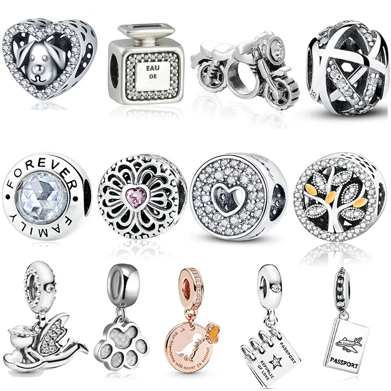 

Подвески plata de ley 925 флакон духов подходит для оригинального браслета 925 Pandora и браслета для женщин на день рождения Модная бижутерия подарок