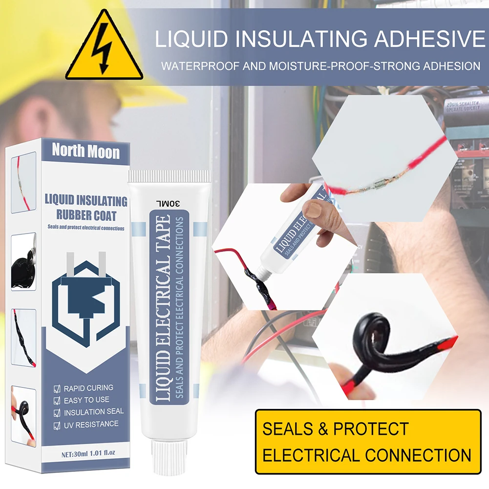 

30/60ML Waterproof Liquid Insulation Tape Paste Electronic Sealant Insulating Anti UV Fast Dry Glue 30ml for Home Office