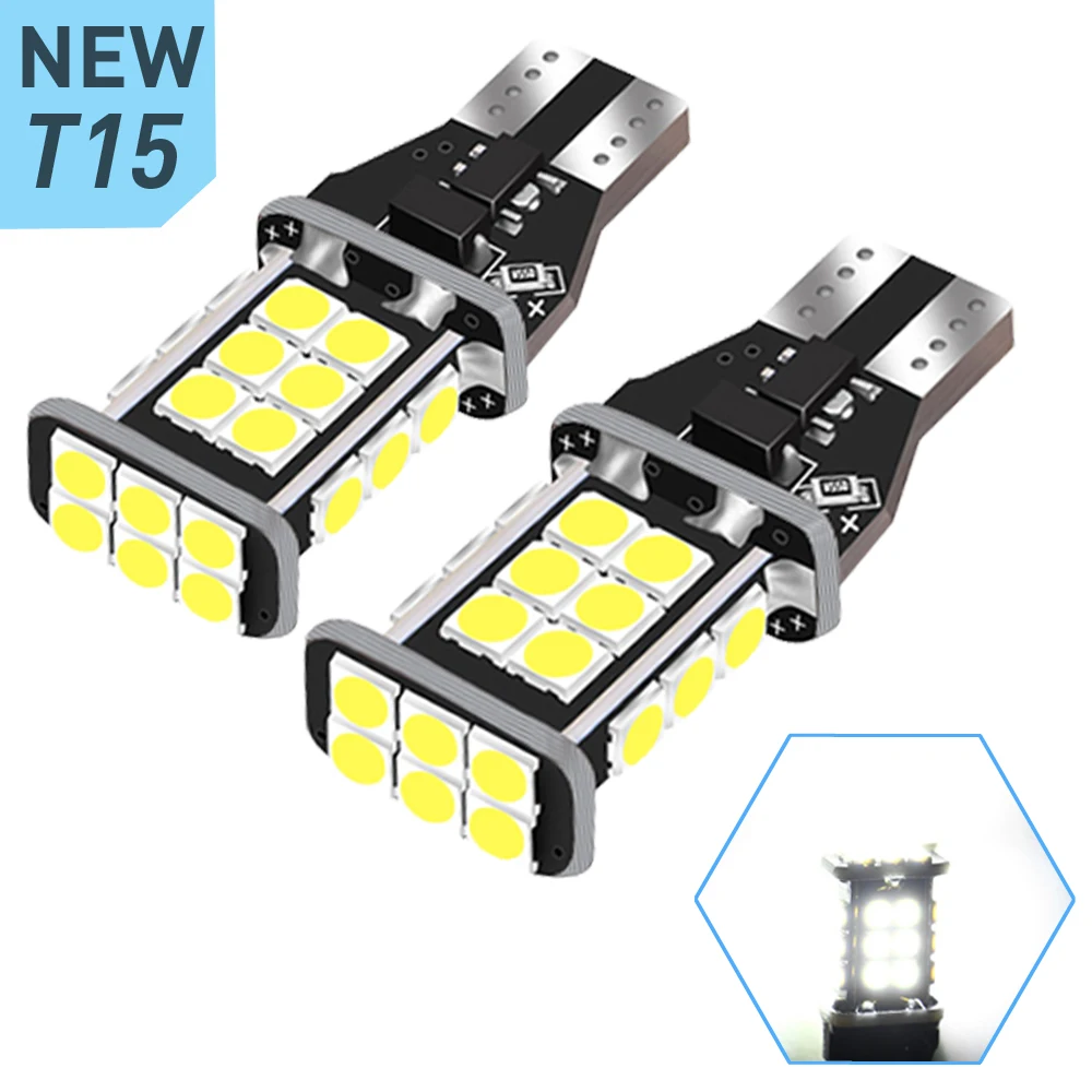 

Автомобильная светодиодная лампа T15 W16W в упаковке, светодиодная сигнальная лампа, супер яркий белый 3030 SMD Canbus, без ошибок, 12 В постоянного ток...