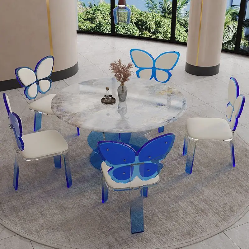 Простой Романтический дизайнерский круглый обеденный стол и стул в виде бабочки