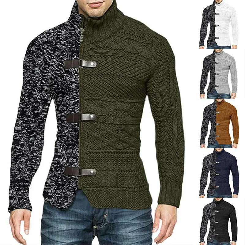 

Men's Sweaters Stretchy Stylish Acrylic Fiber Loose Sweater Coat Causal-Solid Color Slim Fit Turtleneck Pullovers Sweater