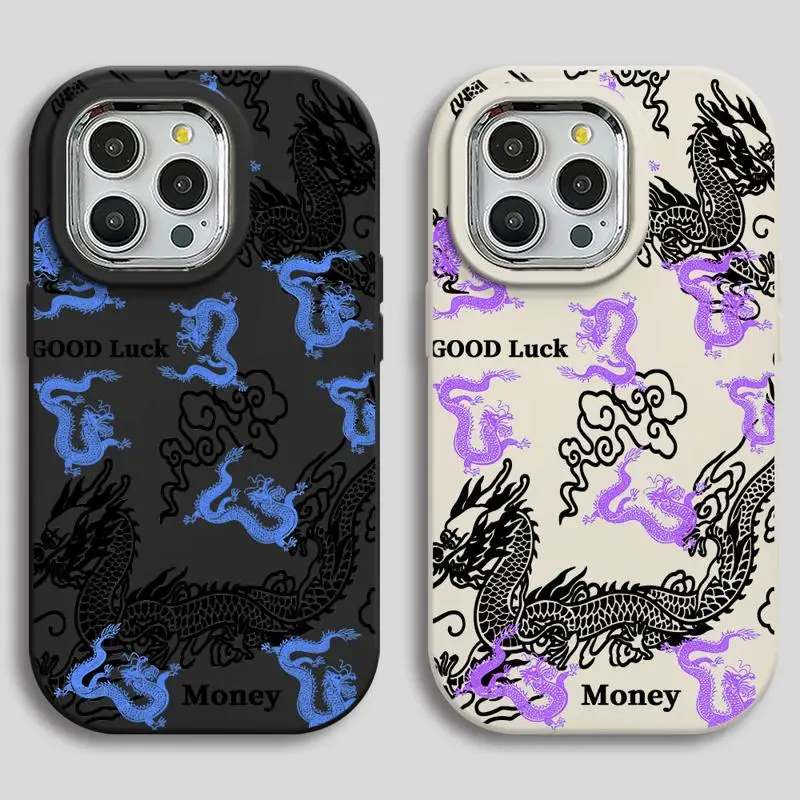 чехол для телефона Apple iPhone 15 14 Pro funda 11 Max 12 Plus 13pro max 15plus 11pro coque Cover Purple Pink Blue Dragon Art