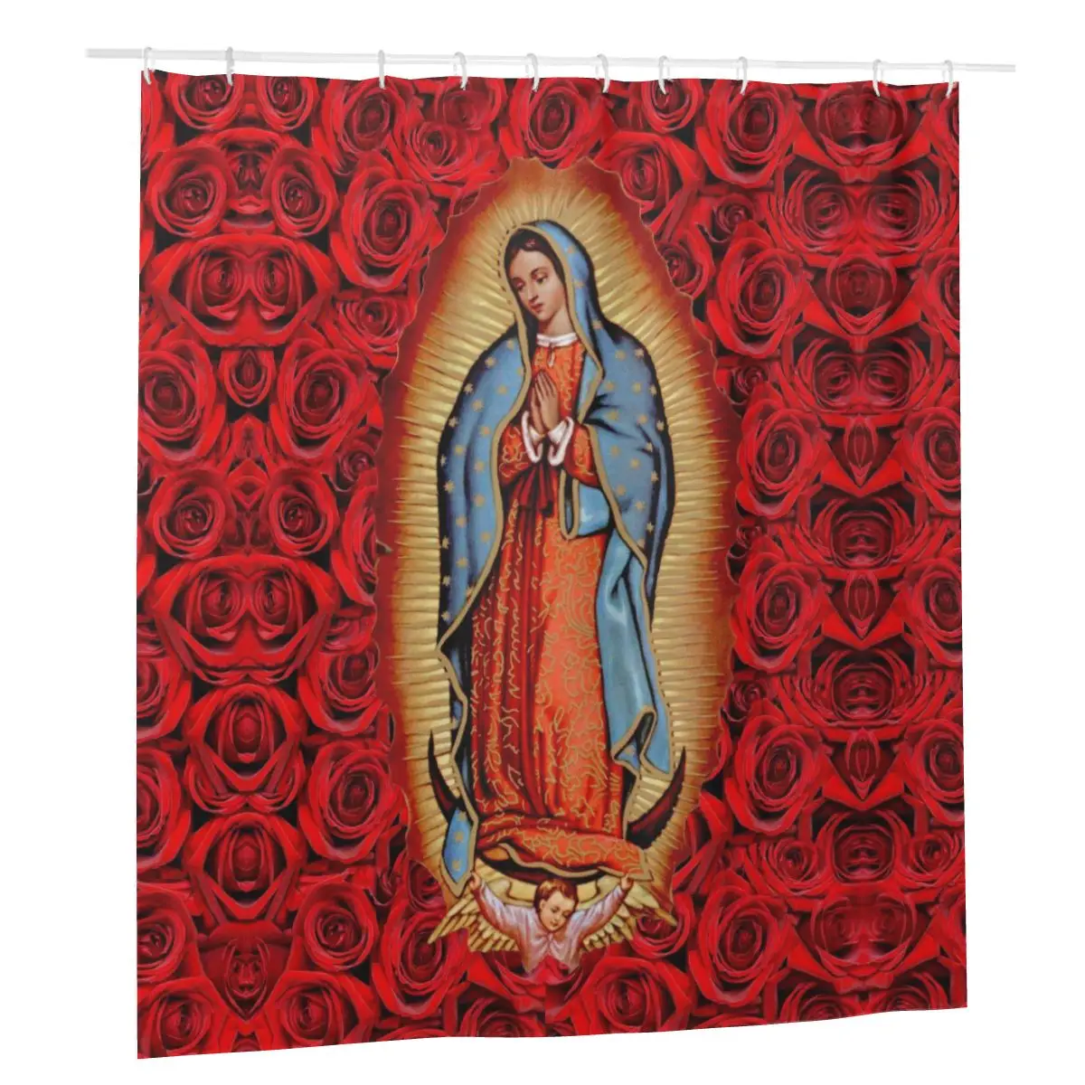 

Christian Catholic Shower Curtains Home Bath Curtain Our Lady of Guadalupe Mexican Virgin Mary Polyester Frabic Cloth Screen