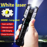 5000 meters long throw led flashlight usb c rechargeable searching spotlights 5000000 high lumens white led tactical flashlights