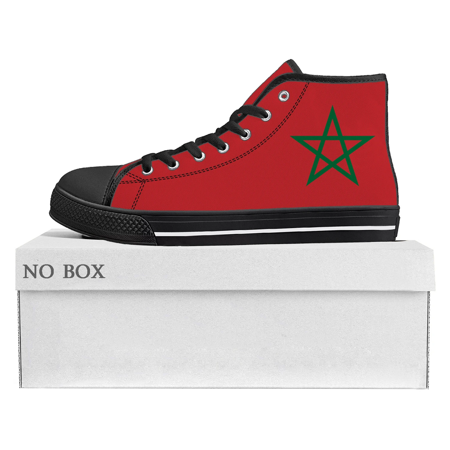 Moroccan Flag High Top High Quality Sneakers Mens Womens Teenager Canvas Sneaker Morocco Casual Couple Shoes Custom Shoe