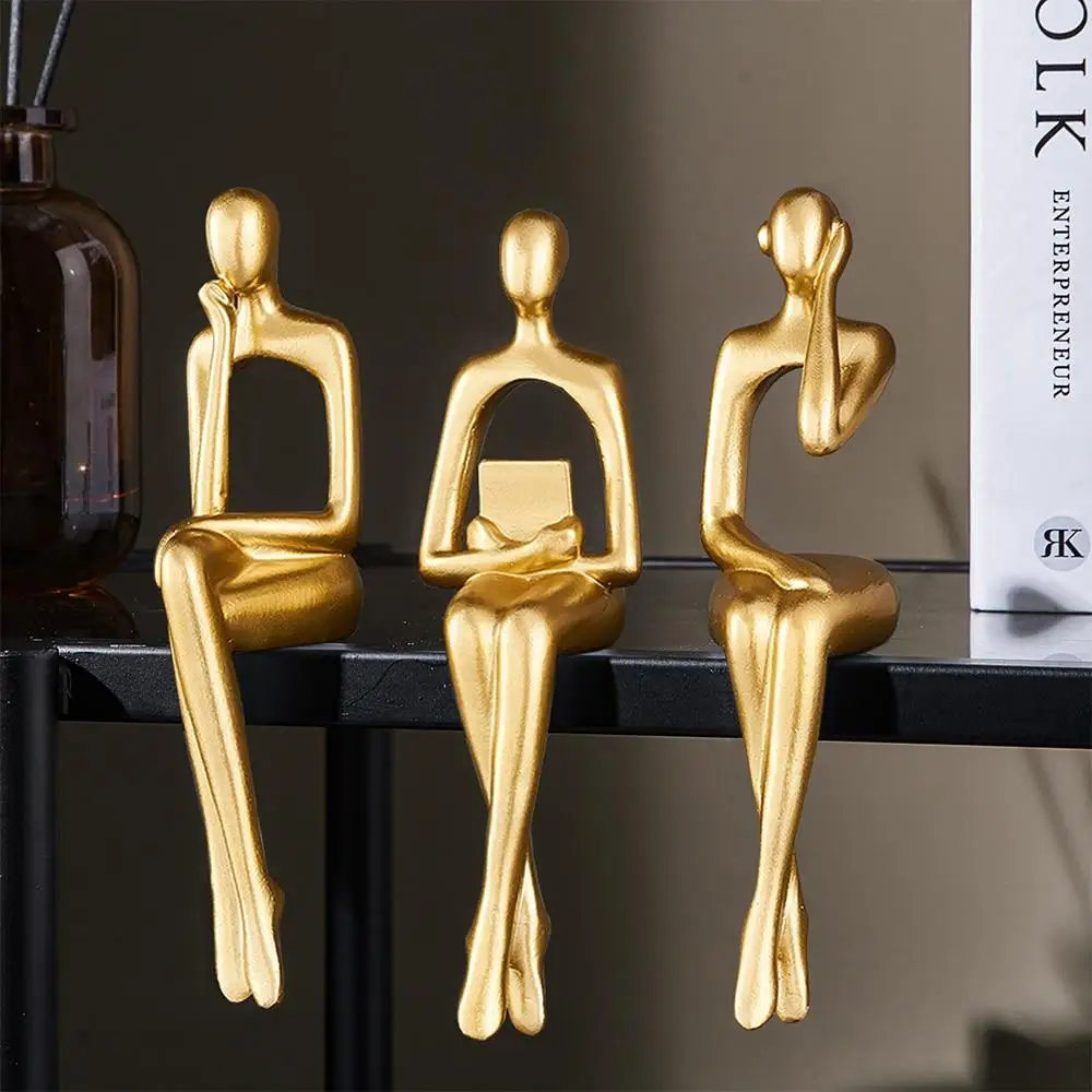 

Nordic Home Decoration Accessories Resin Abstract Thinker Statue Bookshelf Sculpture Living Room Decoration Figurines for Indoor