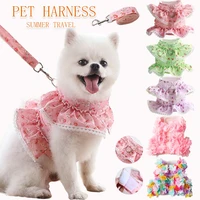 dog harness soft breathable short skirt lace dog clothes puppy collar leash teddy suitable for small and medium dog chest strap
