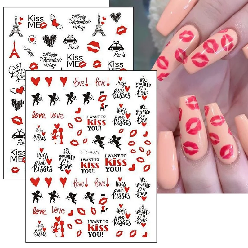 

Nail Stickers Valentine's Day Series Rose Cupid Love Love Lips Stickers Decoration Tips For Beauty Salons