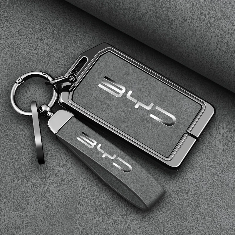 

Кожаный чехол из цинкового сплава для автомобиля NFC-карты с дистанционным управлением, чехол-брелок для BYD Tang DM Han EV Song PRO Qin PLUS DMI, аксессуары для ключей