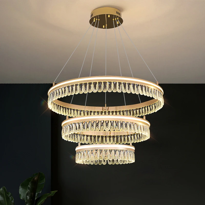 

Pendant Lamp Led Art Chandelier Light Modern Lustre Crystal Lighting Living Dining Decor Stair Villa Gold Hanging Luminaire