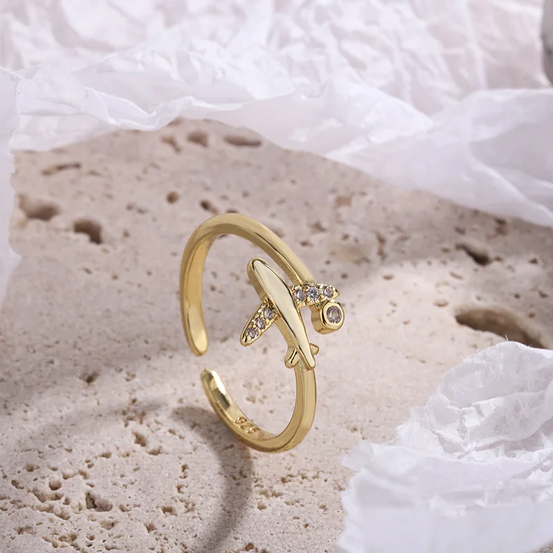 ENSHIR Модное Индивидуальное Открытое Круговое Кольцо С Дизайном Самолета