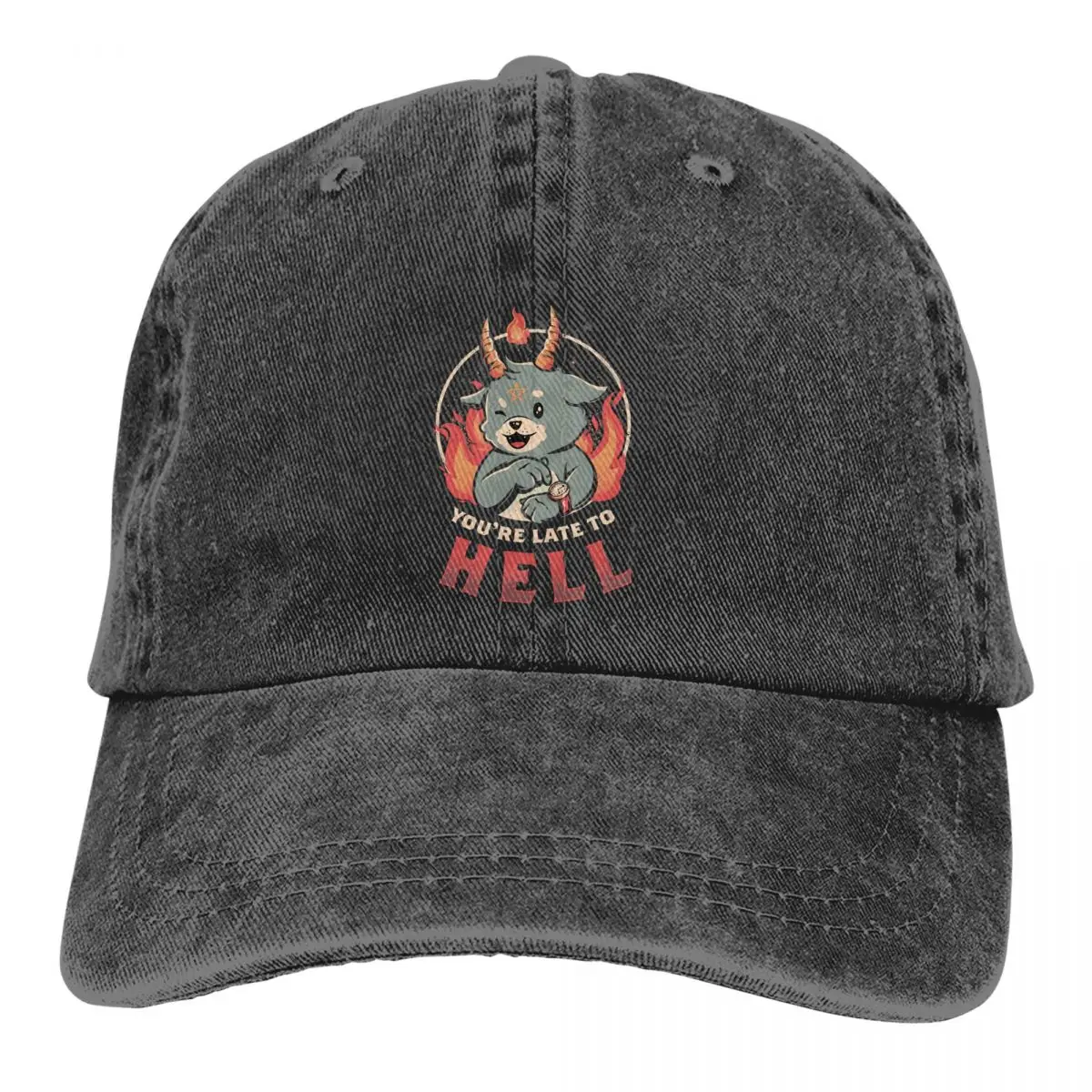 

Summer Cap Sun Visor Late To Hell Cute Evil Creepy Hip Hop Caps Baphomet Satan Lucifer Cowboy Hat Peaked Hats