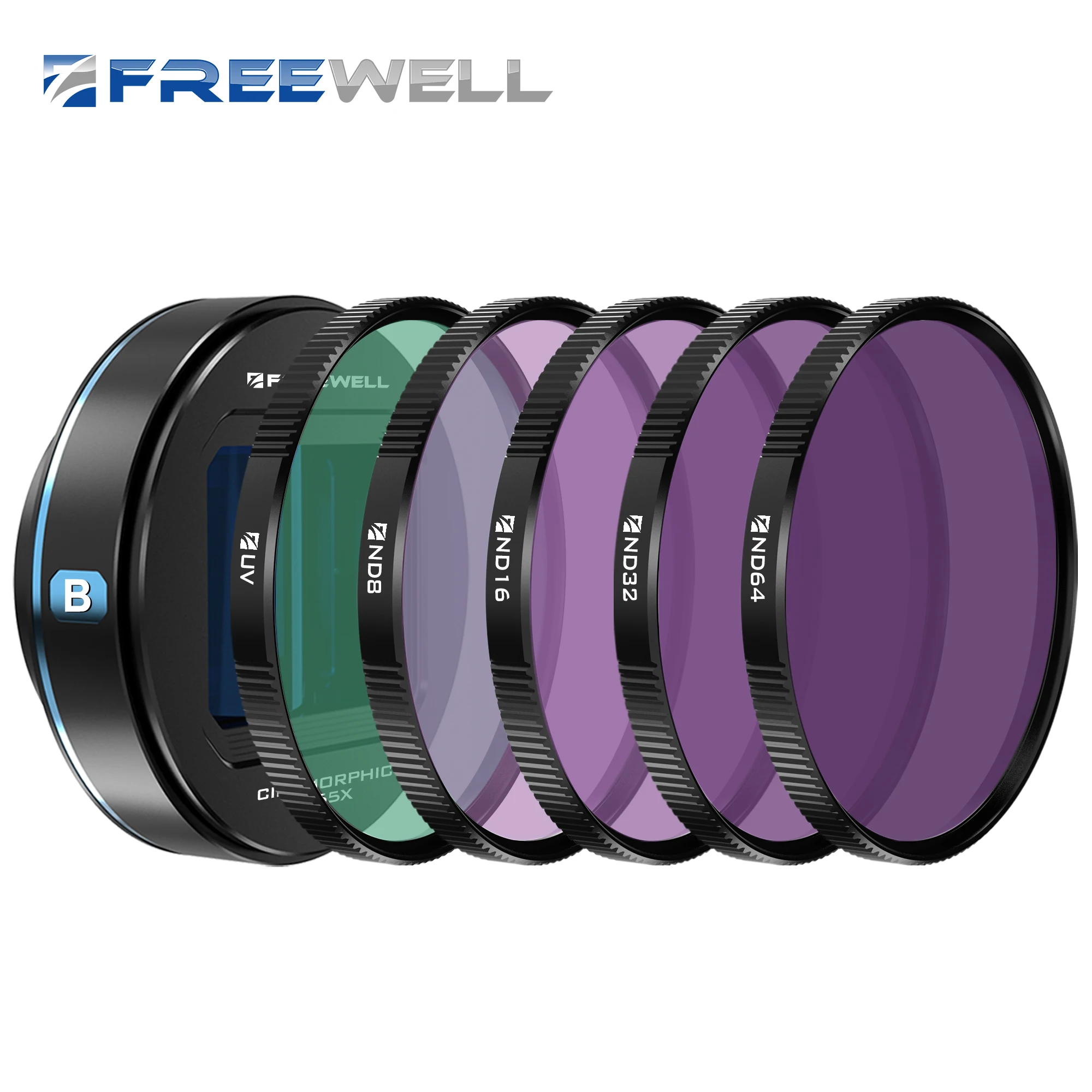 Анаморфные линзы Freewell 1,55x с УФ, ND8, ND16, ND32 и ND64, совместимы только с чехлами серии Freewell Sherpa