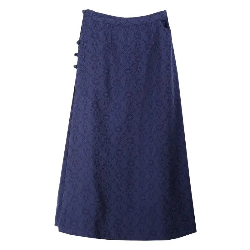 Женская винтажная юбка из хлопка и льна однотонная длинная трапециевидная