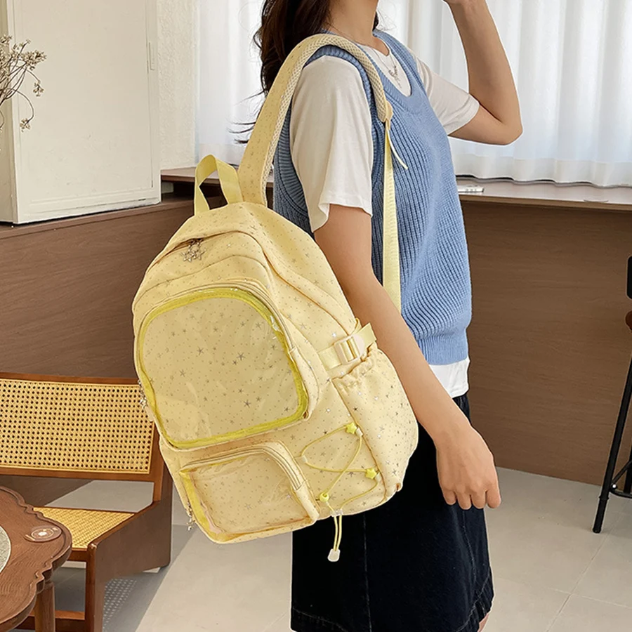 Фото Японский рюкзак Kawaii Itabag для женщин, новый прозрачный рюкзак Star, женский рюкзак Ita большой вместимости, школьные сумки для студентов колледжей JK №4