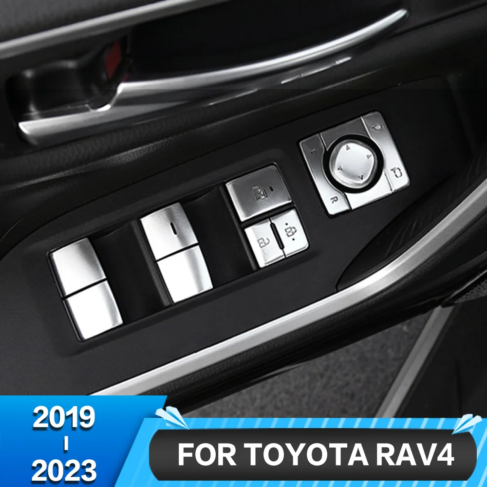 

16pcs Car Window Glass Lift Button Trim Cover Sticker For Toyota RAV4 XA50 2019 2020 2021 2022 2023 Hybrid Accessories Styling