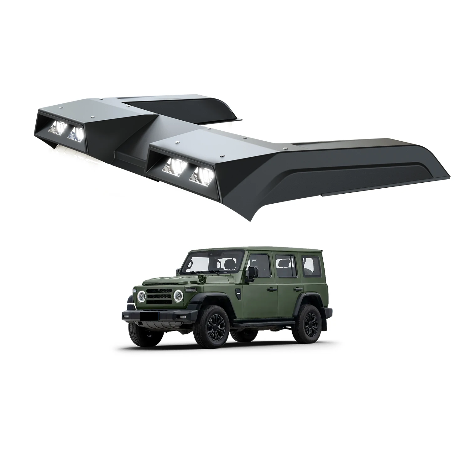 Новый светодиодный фонарь на крышу автомобиля с четырьмя линзами и дистанционным управлением для изменения цвета, аксессуар для BJ212 T01 2024- (art.: 3920db10cabb7) - 3920db10cabb7