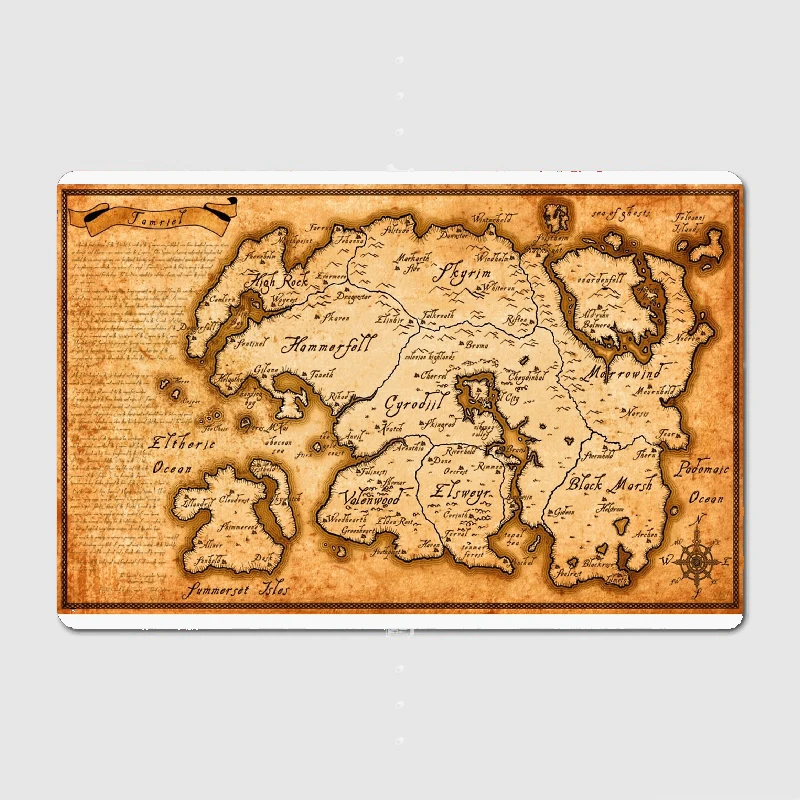 

Map Of Tamriel Elder Scrolls Iv Oblivion Metal Tin Sign Truck Indoor and Outdoor Home Bar Coffee Kitchen Wall Decoration