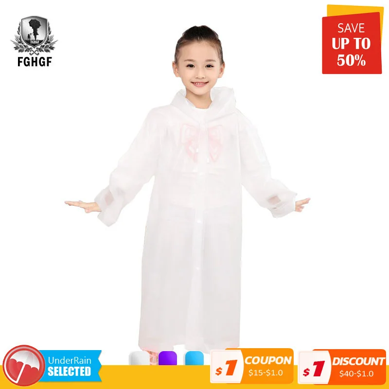 

FGHGF Transparent Raincoat Boy Girl Children Rain Coat Waterproof EVA Backpack Rain Cover Poncho Kids Rainwear