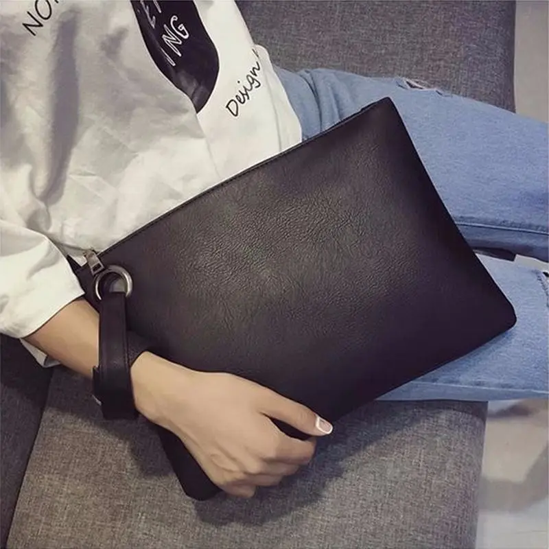 Retro Leather Wristlet Clutch Purses Wallet For Women Large-Capacity Women'S Evening Bag Female Dinner Bag Clutch Envelope Bag