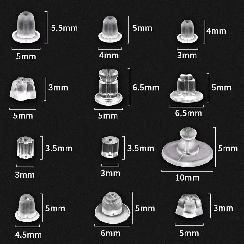 Набор силиконовых резиновых ушных штепсельных вилок для сережек гвоздиков