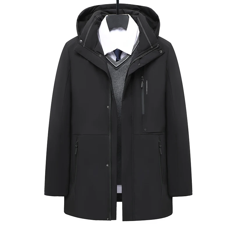 2023 New Fashion Men Duck Down Over The Knee Thicken Long Discovery Coat Couple Hooded Warm Winter Lovers' Clothes Zipper Jacket