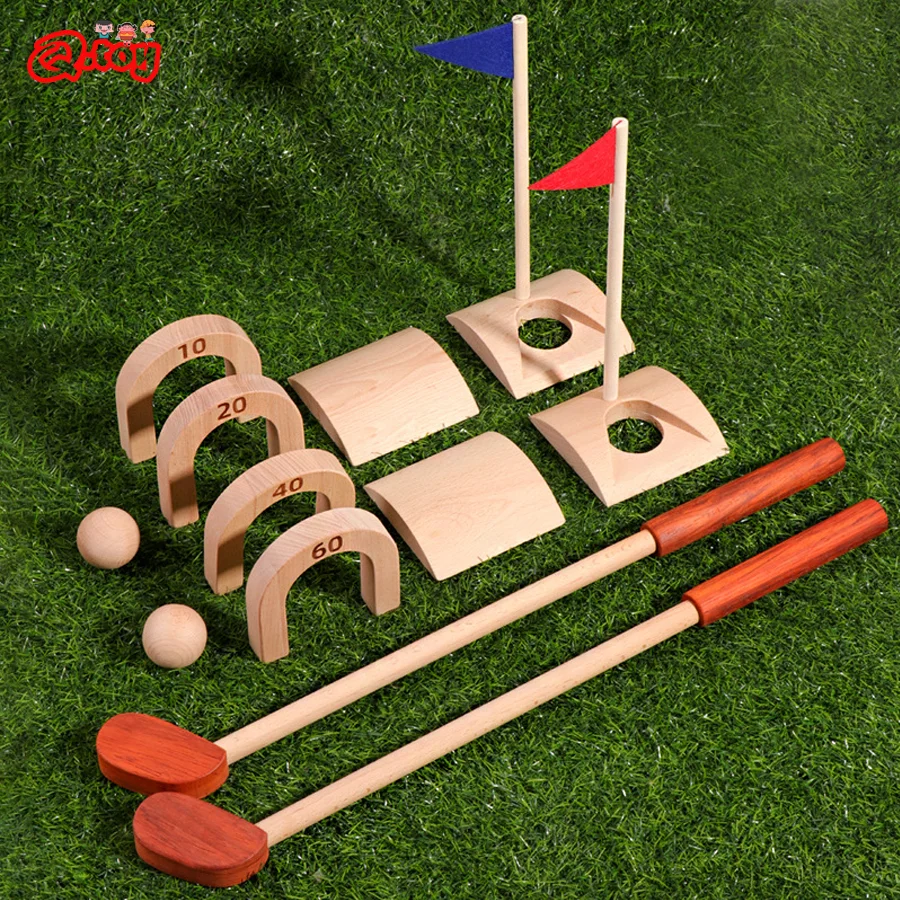 

Mini Wooden Golf Toy Set Children Indoor Outdoor Sport Game Simulation Golf Set Fitness Toy for Parent-child Interactive Game