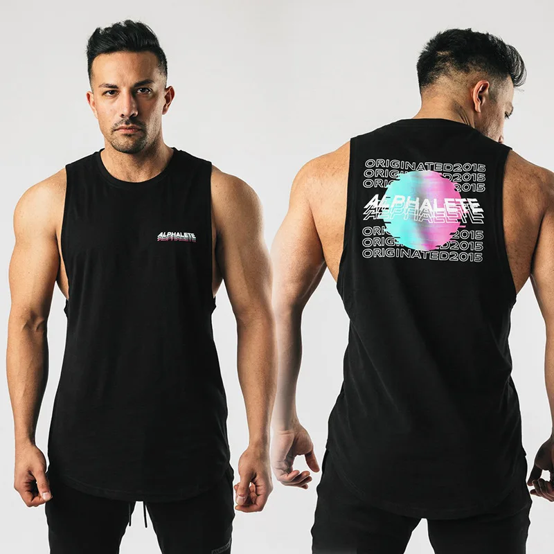 

Майка мужская повседневная из хлопка, модная рубашка без рукавов для спортзала, фитнеса, тренировок, длинная майка в стиле хип-хоп, одежда на лето