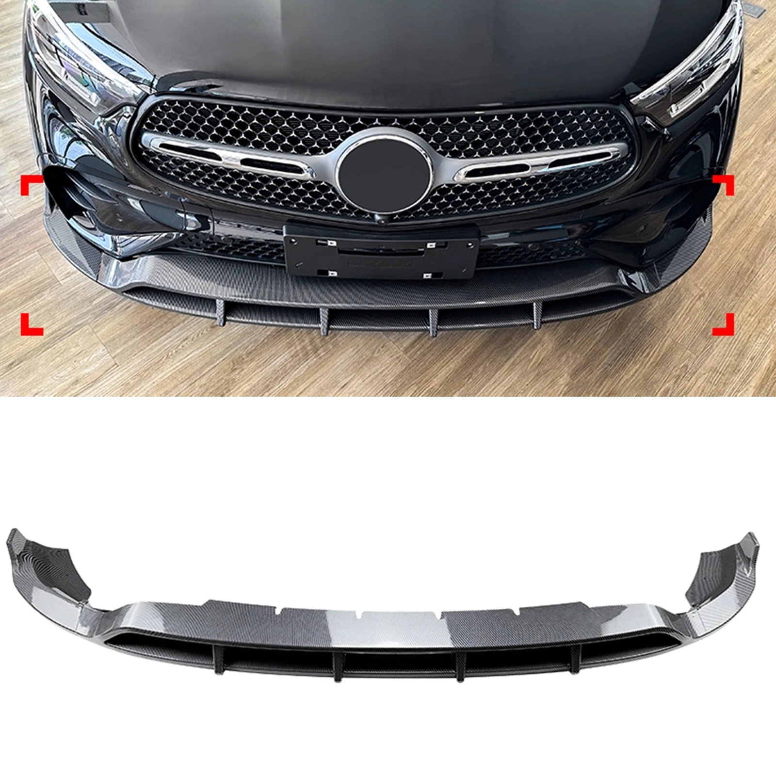 

Front Bumper Spoiler Lip Gloss Black/Carbon Fiber Look Lower Splitter For Mercedes Benz GLC Class X254 2023-UP GLC260 GLC300 AMG