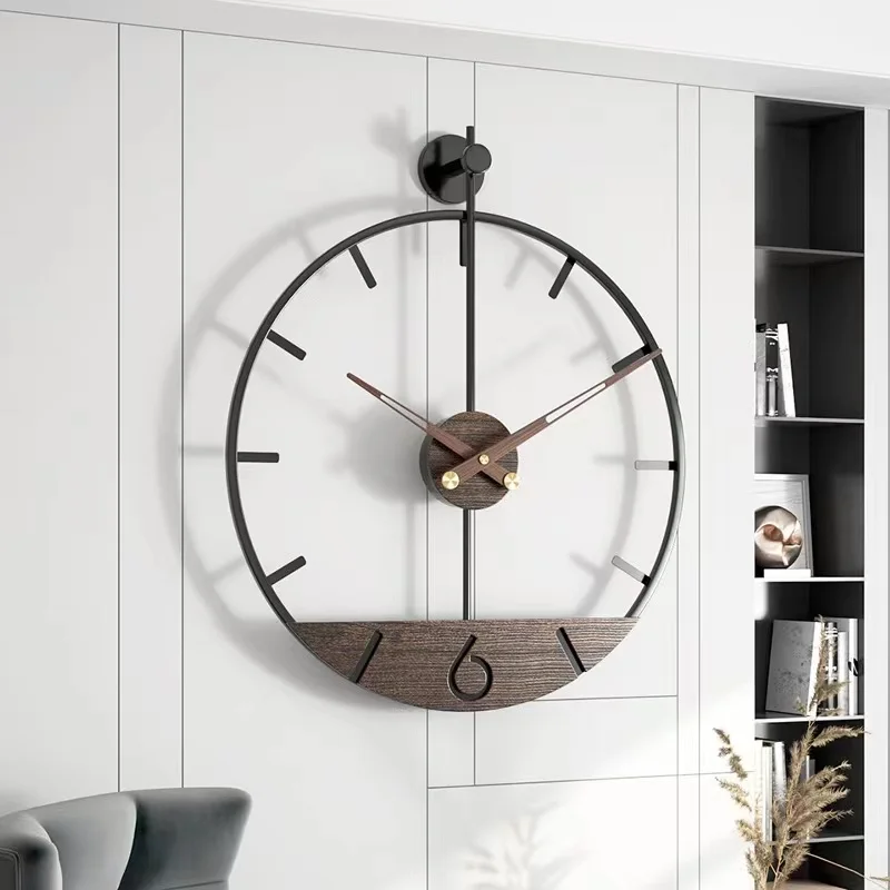 

Luxury Large Wall Clock Modern Metal Wood Silent Watches Mechanism Clocks Wall Relogio De Parede Living Room Decoration GPF50YH