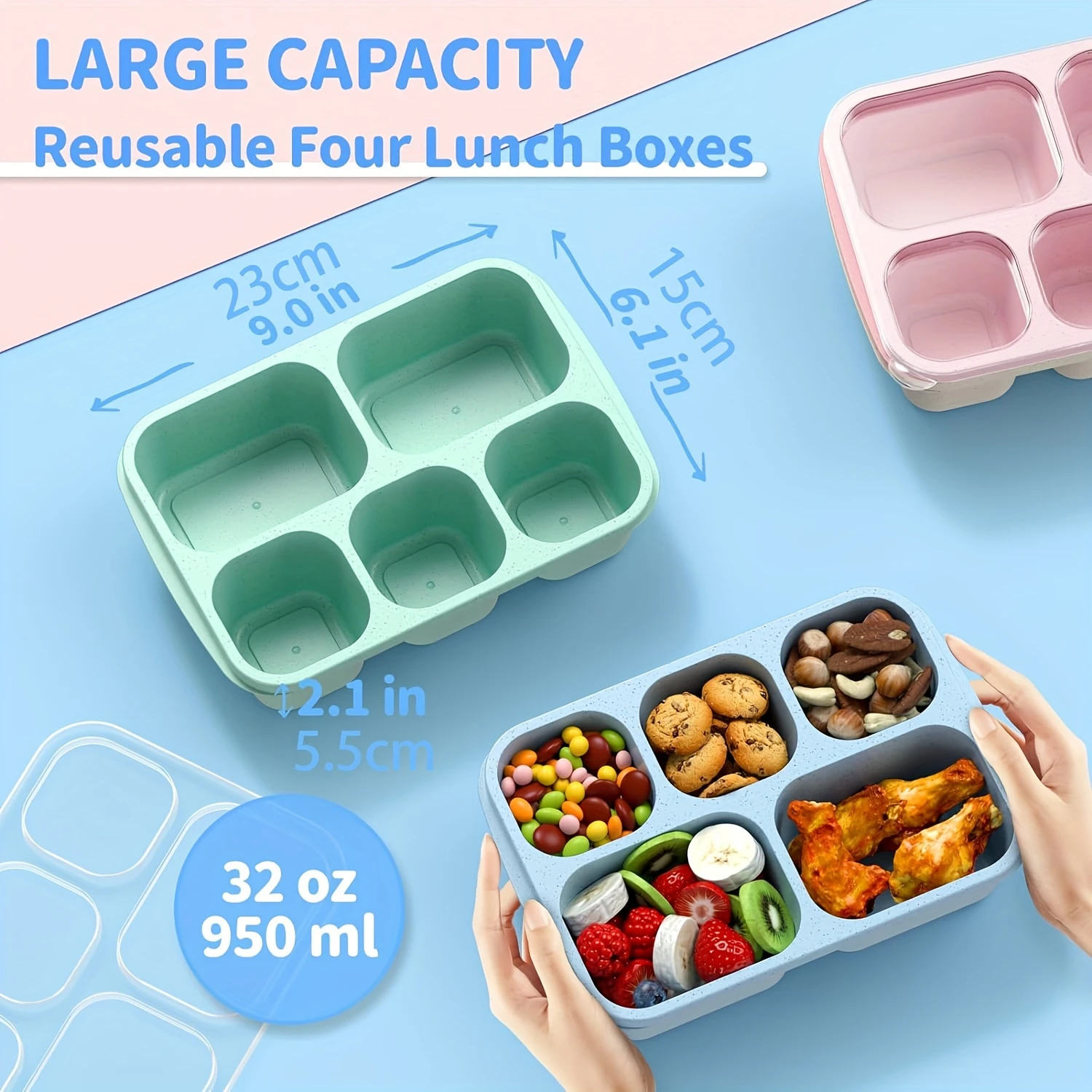 Силиконовая коробка для бенто из 4 предметов — просторный контейнер