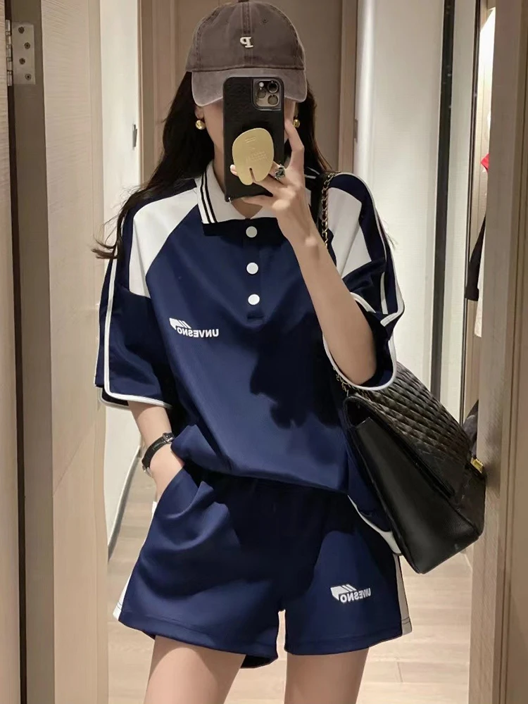 Костюм спортивный женский Повседневный из 2 предметов с шортами и коротким