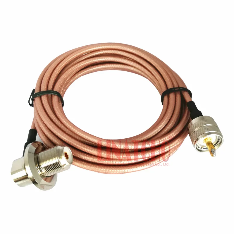 5 Meters Good Quality UHF PL259 Right Angle SO239 RG142 Double Shielding Coaxial Car Radio Antenna Extension Cable