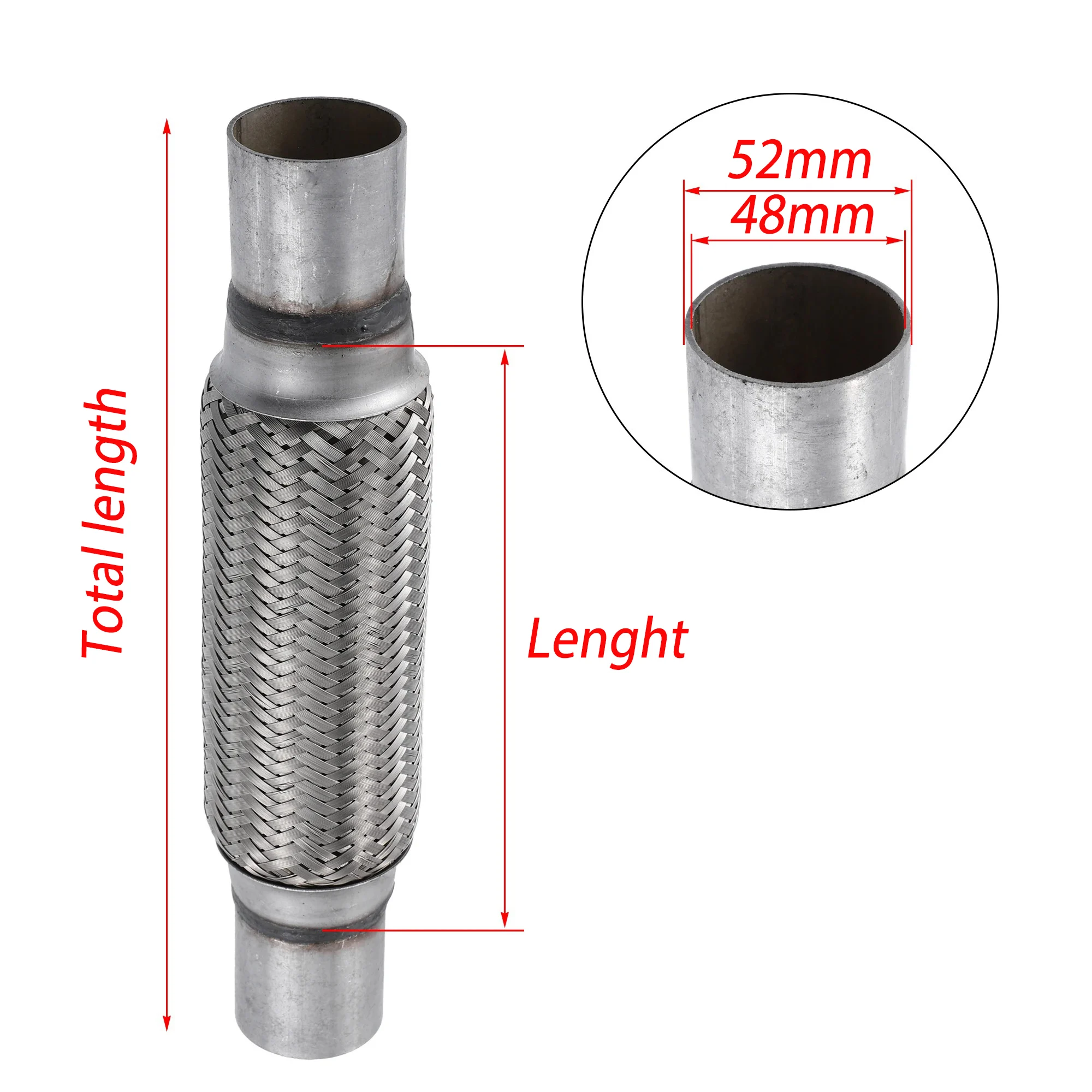 

ID32-102 мм Универсальная автомобильная выхлопная трубка, телескопическое гибкое соединение, оплетка, сильфон, соединитель глушителя из нержавеющей стали, сварной труб