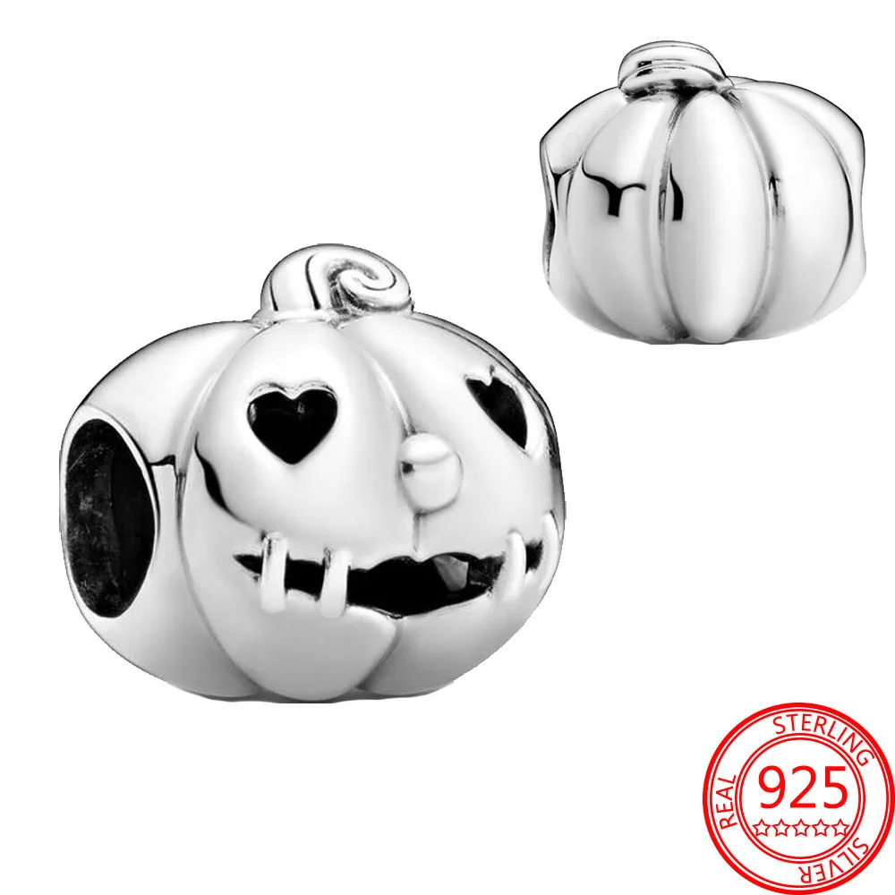 

2022 Halloween New 925 Sterling Silver Pumpkin Halloween Charm fit Pandora Charms Bracelet DIY Silver Jewelry Makings
