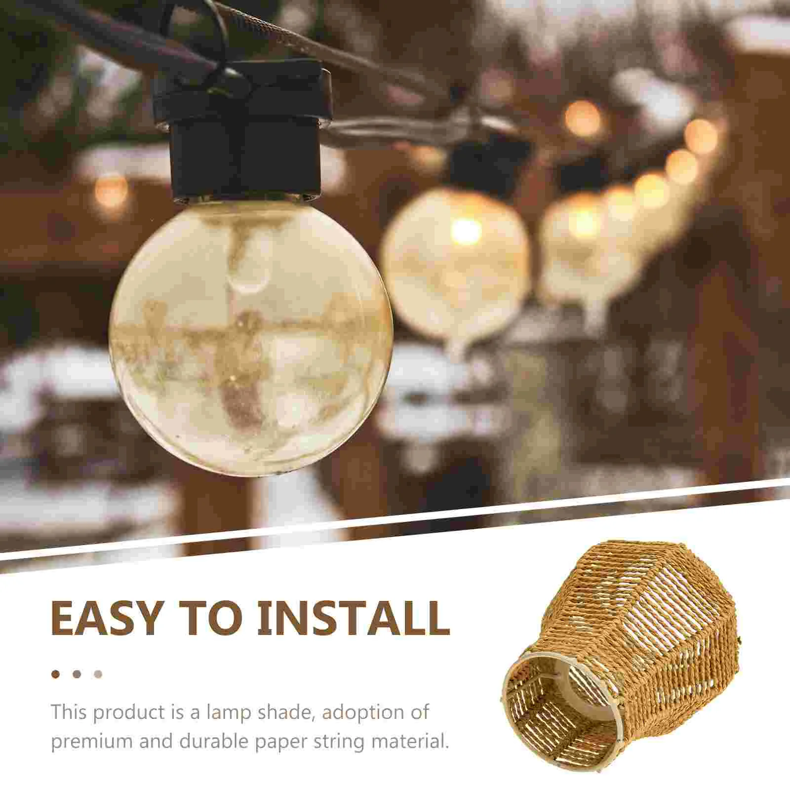 

Natural Woven Rattan Lamp Shade Weave Light Bulb Cage Guard Rattan Basket Chandelier Lamp Shade Hanging Light Fixture for
