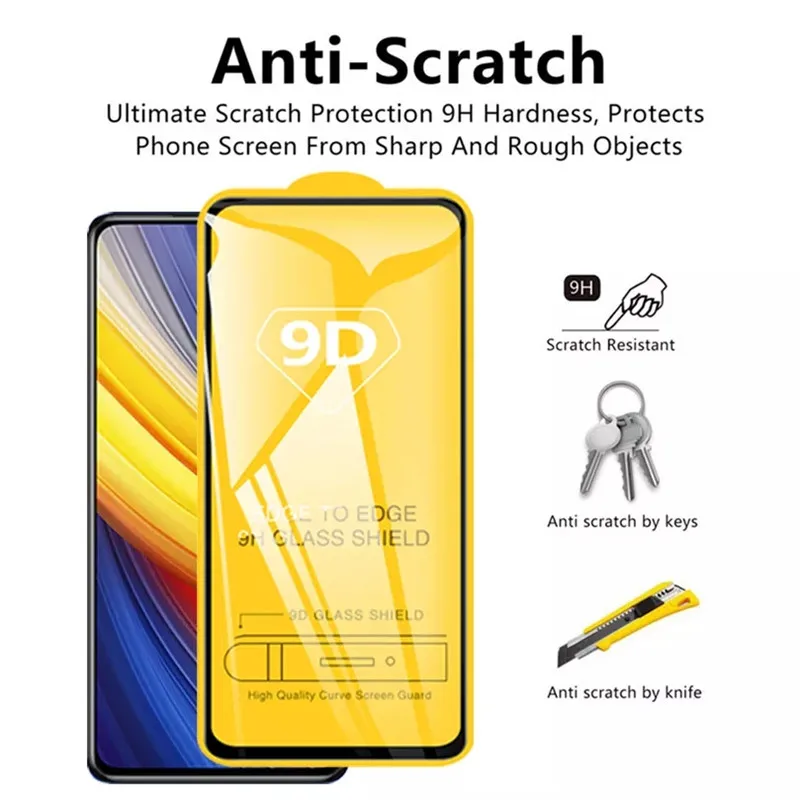 9D Tempered Glass for Mi Poco X3 F3 F5 M3 M4 11T Pro Screen Protector for Xiaomi Redmi Note 12 10 9 8 11 Pro 10s 9s 9A 9C Glass