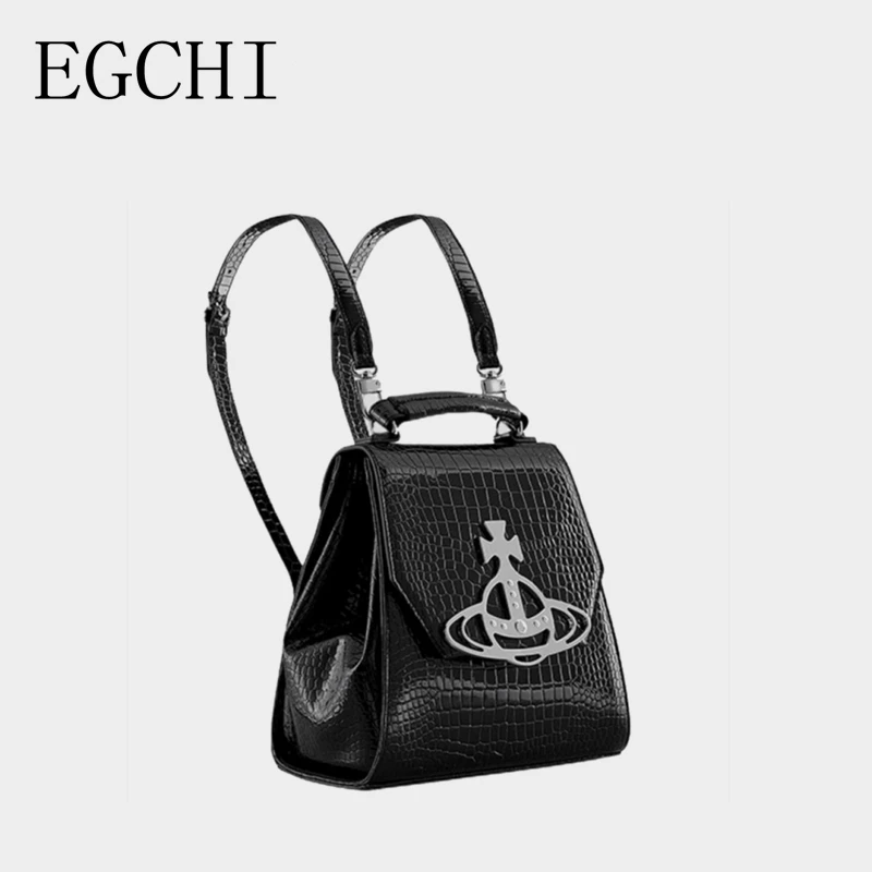 

EGCHI Women Fashion Backpack Quality PU Leather Casual Handbag Mordern Style 2023 Winter Croc Pattern Bag For Female