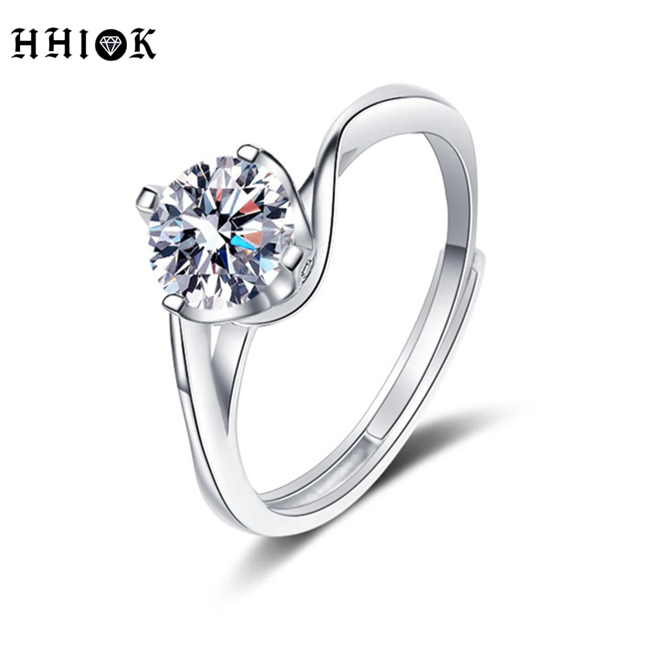 

HHIOK Elegant Dainty Engagement Ring Design 925 Sterling Silver Moissanite Diamond Bridal Wedding Ring Adjustable
