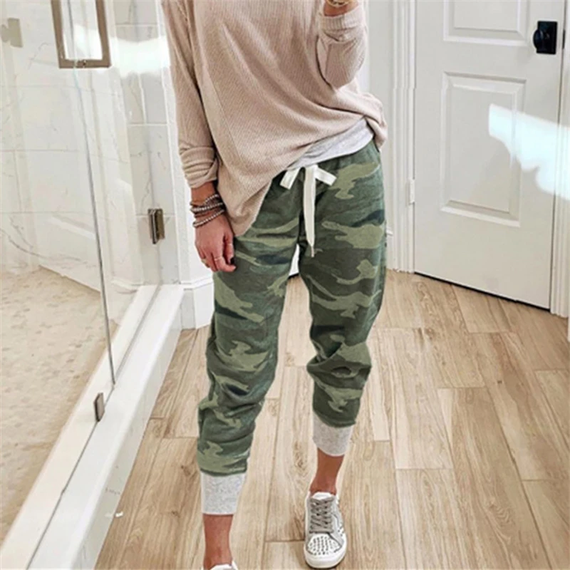 

Camouflage Joggers Women Sweatpants Harem Camo Pants Drawstring Pantalones Loose Female High Waist Pocket