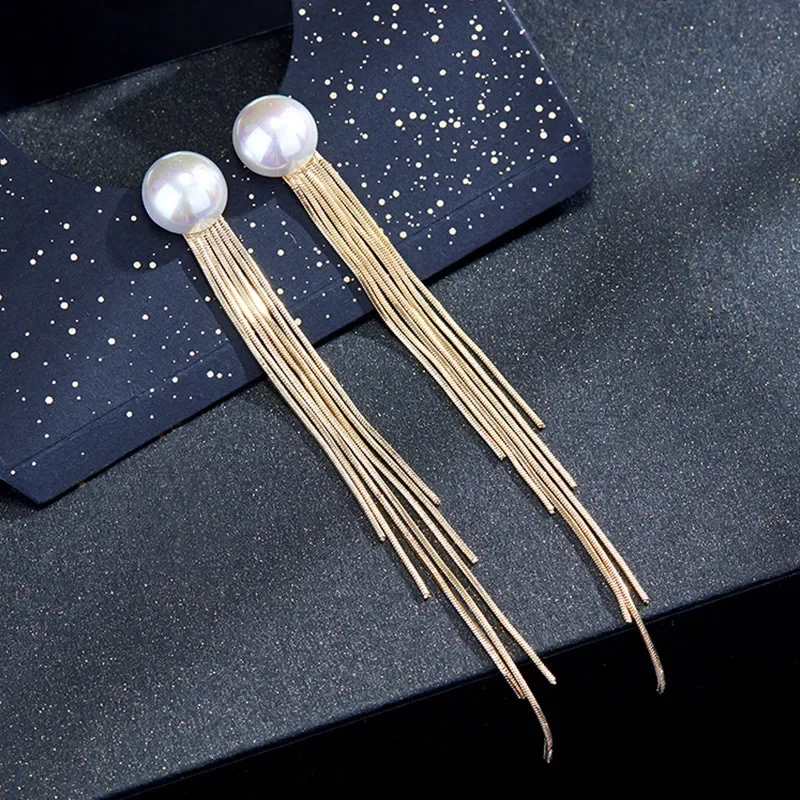 Винтажные элегантные длинные женские серьги с бахромой в корейском стиле