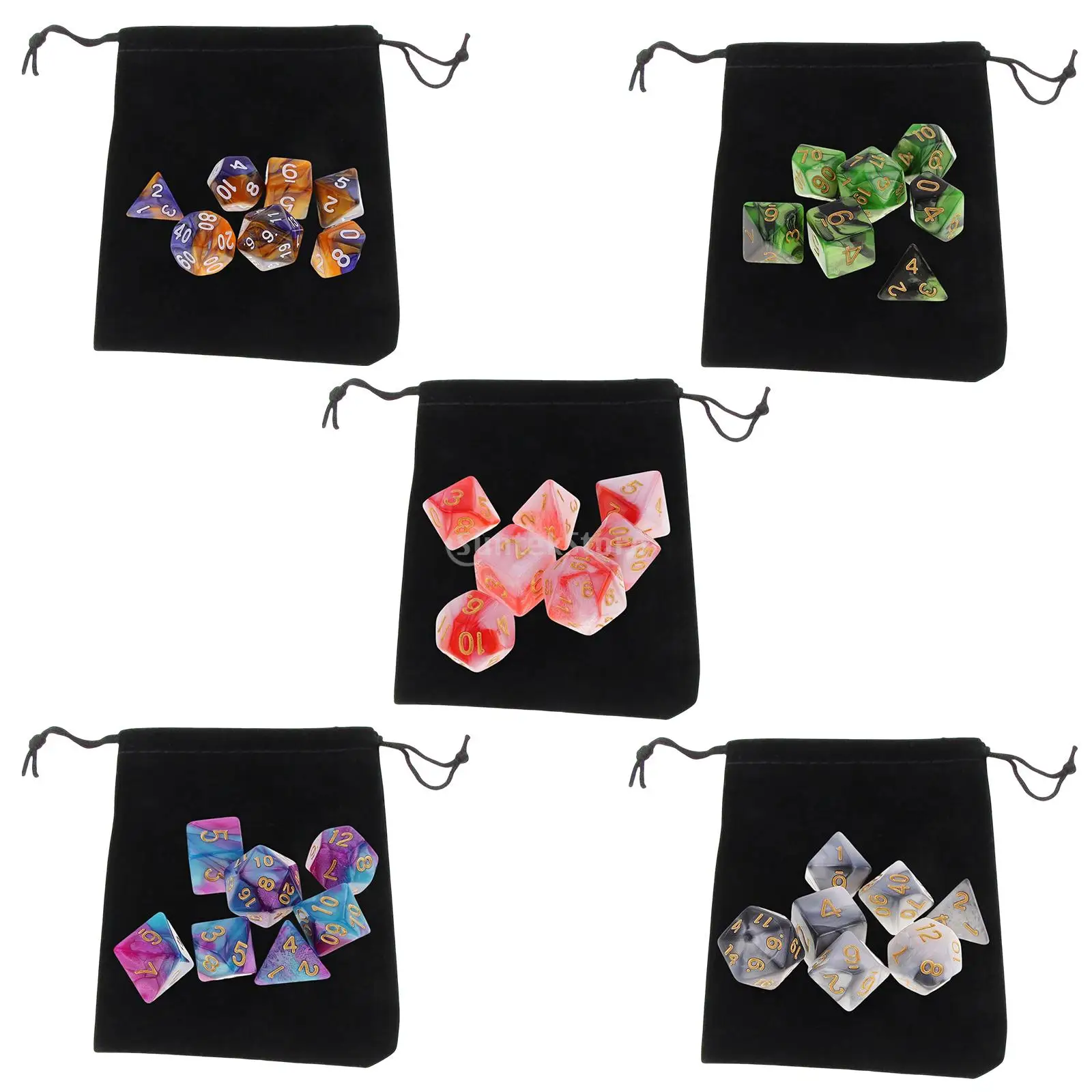 7/10Pcs Polyhedral Dices Set D4 D6 D8 D10 D12 D20 w/ Pouch Entertainment Toys Role Playing Game Supplies for DnD RPG Card Games - купить по