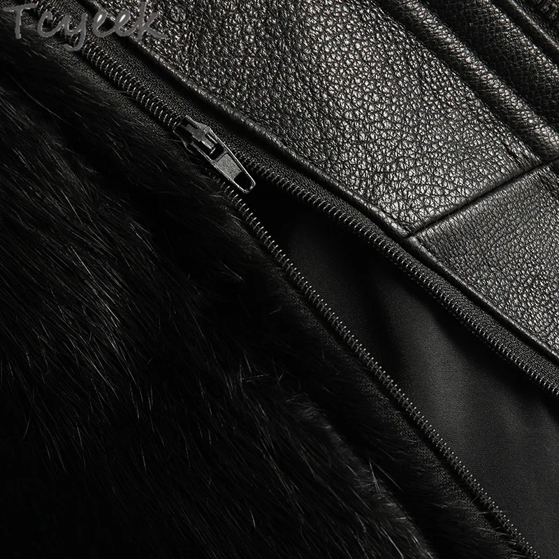 Tcyeek Мужские куртки из натуральной кожи козьей Пальто натурального норкового